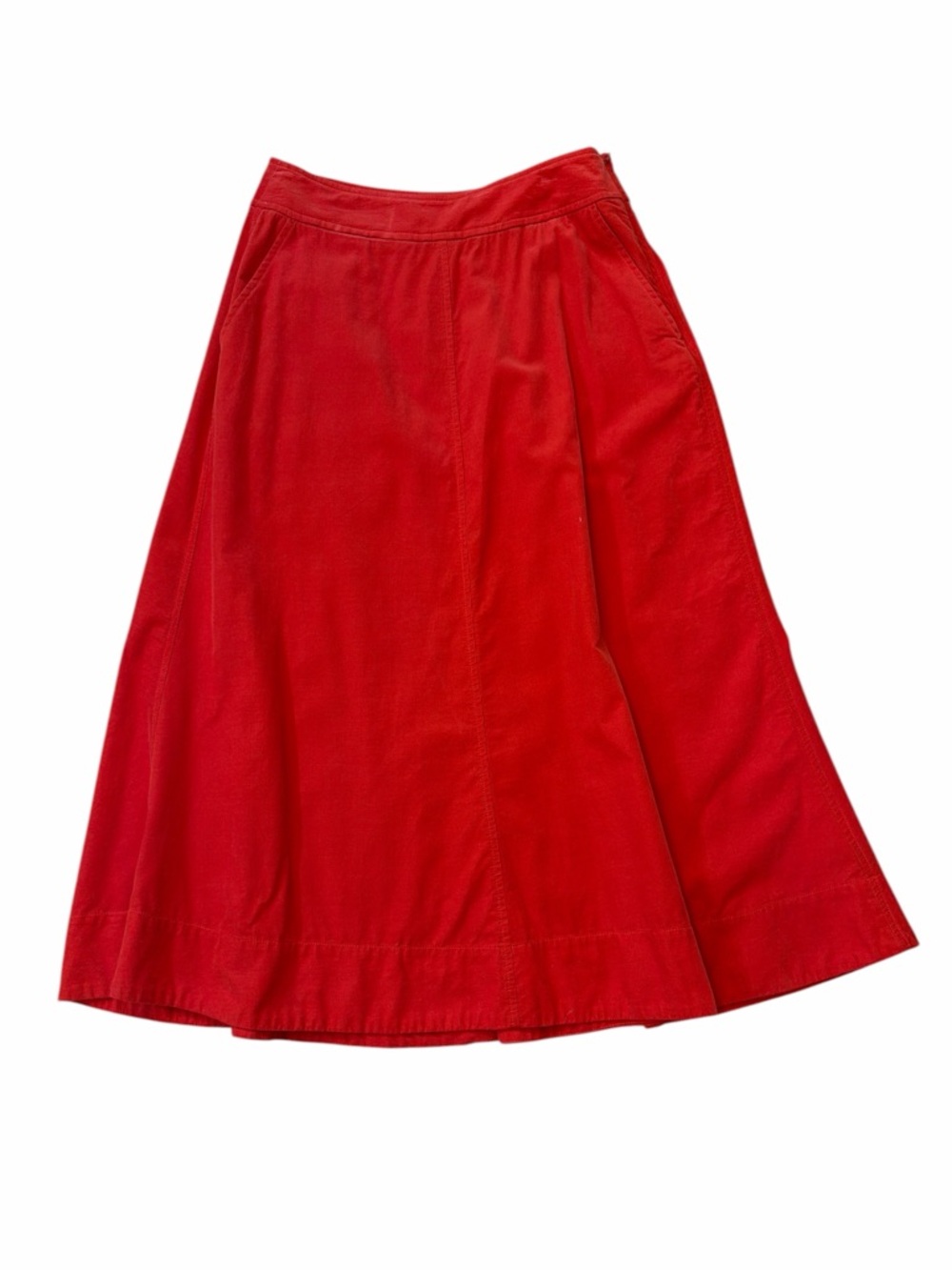 Women's Red A-Line Midi Skirt